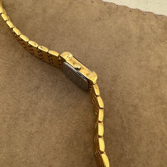 Gloria Vanderbilt Trapezoid Shaped Face Gold Tone Bracelet Asymmetrical Watch